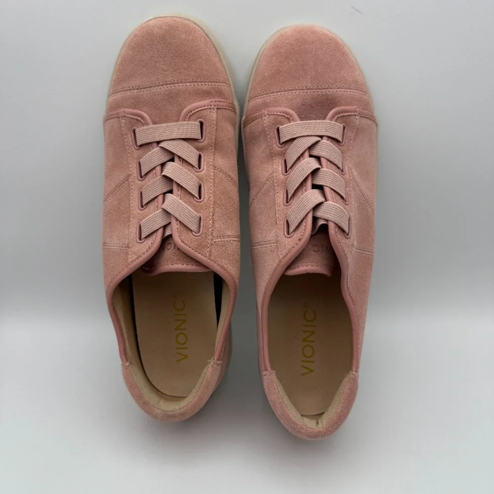 Vionic Jean Suede Sneakers‎ Orthopedic Pink Comfort Casual Shoes Size 8